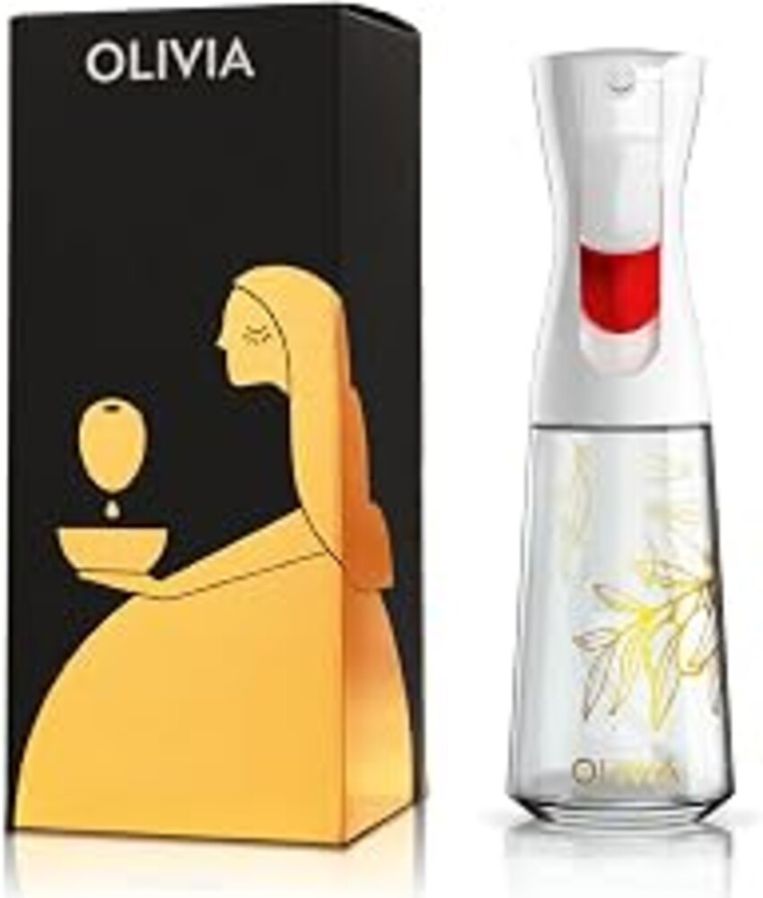 FLAIROSOL OLIVIA SIGNATURE Oil Sprayer, 200ml Glass, Golden Leaves | Portion control mist for air fryer, salad, BBQ, refillable & reusable, fine mist olive oil kitchen sprayer, anti-drip