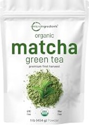 Micro Ingredients Organic Matcha Green Tea Powder, First Harvest, Culinary Grade from Japan, 100% Pure & Unflavored, Great for Tea, Latte, & Smoothies, Non-GMO, No Sugar, Eco-Friendly Packaging, 1 Lb