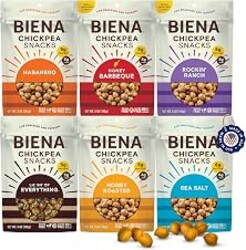 BIENA Chickpea Snacks - Crunchy Roasted Chickpeas - High Fiber Vegan Protein Snack for Adults & Kids - 6-Pack, 5 oz Bags - BBQ, Habanero, Honey Roasted, Lil' Bit of Everything, Sea Salt, Rockin' Ranch
