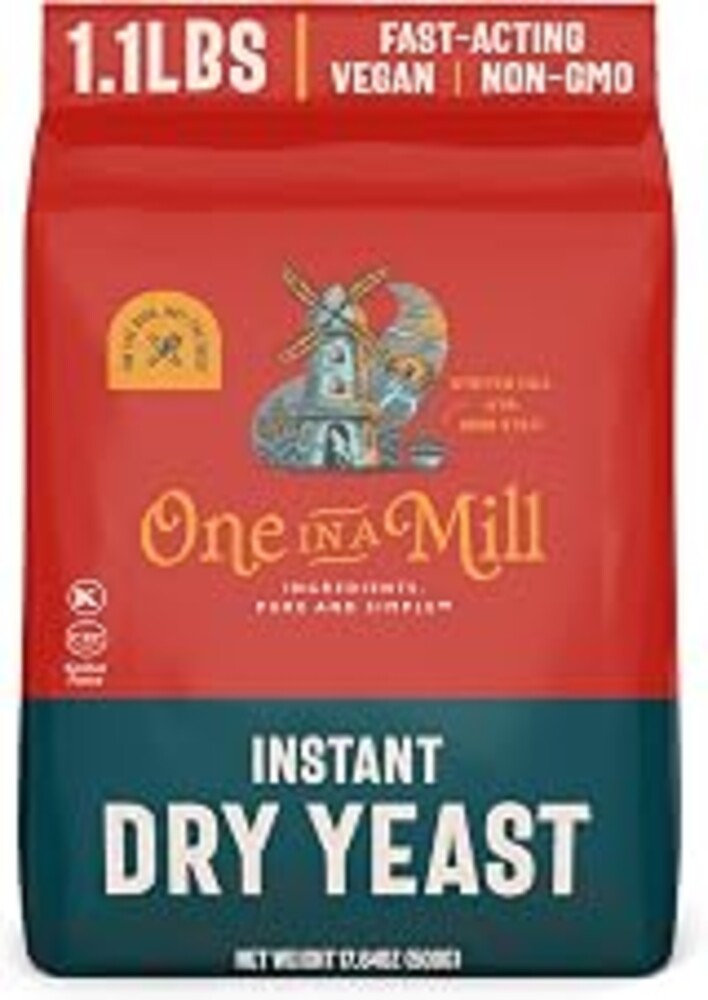 One in a Mill Instant Dry Yeast | 1.1 LB (Pack Of 1) [IMPROVED] Fast Acting Self Rising Yeast for Baking Bread, Cake, Pizza Dough Crust | Kosher | Quick Rapid Rise Leavening Agent for Pastries