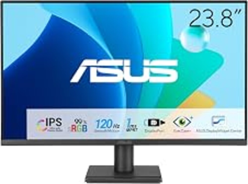 ASUS VA249QG 24 Inch 1080P 120Hz Eye Care Gaming Monitor, HDMI, DisplayPort | IPS, Full HD, 99% sRGB, VGA, Frameless, Adaptive-Sync, 1ms, Speakers, Low Blue Light, Flicker Free, VESA Wall Mount