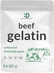 Unflavored Beef Gelatin Powder, 2lb – Grass Fed & Pasture Raised Bovine – Natural Thickener & Stabilizer for Cooking & Baking – High Collagen Protein Source – Non-GMO, Keto Friendly
