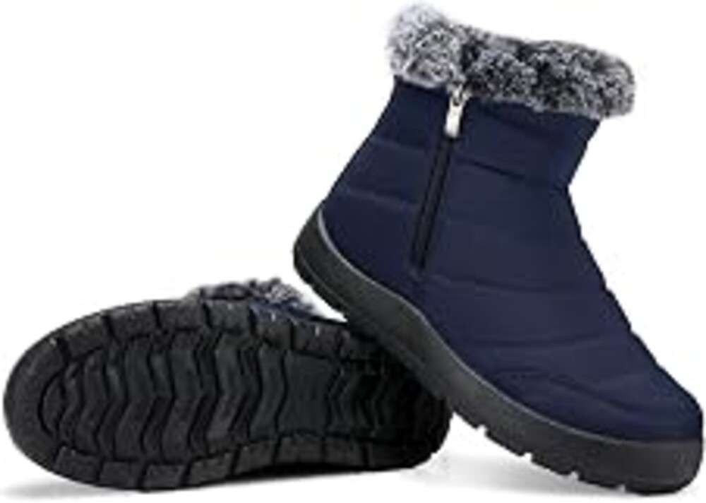 SHIBEVER Winter Boots for Women Snow: Warm Waterproof Non Slip Outdoor Boot | Fur Lined Ankle Boots Warm for All-Day Winter Commute - Comfortable Cold Weather Non Slip Walking No Foot Fatigue
