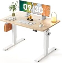 CubiCubi Electric Height Adjustable Standing Desk 48x24 Inch, Light Walnut | Smooth Height Adjustment, 3 Memory Presets, One-Touch Height Control, Stable Steel Frame, 176 lbs Capacity, Easy Assembly