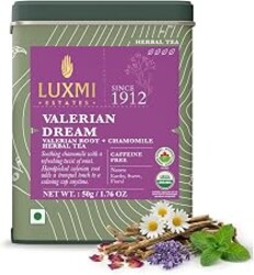 Luxmi Estates Organic Valerian Root, Chamomile, & Lavender Loose Leaf Tea 50g/1.76oz (25 cups) for Sleep | Caffeine Free Wellness Sleep Tea