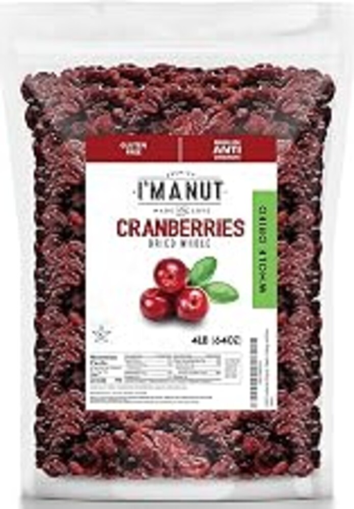 Dried Cranberries Original 4 lbs,(64oz) Batch Tested Gluten & Peanut Free | Resealable Bag | High in Antioxidant | Great for Salads Cooking, and Mixes/Sweetened
