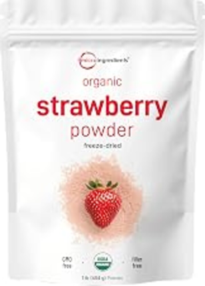 Micro Ingredients Organic Freeze-Dried Strawberry Powder, 1 lb | No Added Sugars or Additives, 100% Natural Fruit Powder, Great Flavor for Drinks & Smoothies, Non-GMO, Gluten Free & Vegan