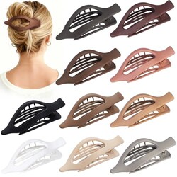 Sisiaipu 10 Pcs Flat Hair Clips for Women French Concord Claw Clips for Thick and Thin Hair Claw Clips Duck Billed Barrettes Hair Accessories for Women and Girls (Basic)