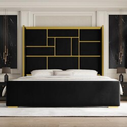 Uteeran King Bed Frame and Gold Trim Hea