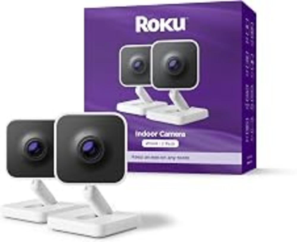 Roku Indoor Camera, Home Security with 1080p HD Color Night Vision, 2-Pack | Wired Security Camera & Pet Monitor with 2 Way Audio, Motion & Sound Detection, WDR & WiFi 6 - Works with Alexa & Google