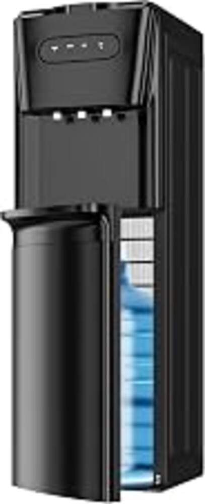 Tehanld Bottom Loading Water Cooler Dispenser, Charcoal Black | For 3 or 5 Gallon Bottles, Hot, Room & Cold Spouts, LED Display with Empty Bottle Alert, Child Safety Lock