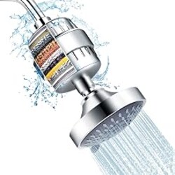 FEELSO Shower Head with Shower Filter, Filtered Shower Head for Hard Water | High Pressure, Anti-clog Nozzles, 5 Spray Showerhead, 15 Stage Water Softener Filters, Remove Chlorine and Harmful Substances