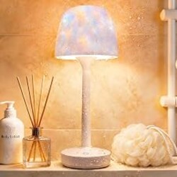 Waterproof Shower Lamp Rechargeable LED Ocean Projector Outdoor Table Lamps | 16 Color Ocean Wave Projection, Remote & Touch Control, USB-C Rechargeable, Bathroom Bedroom Spa Outdoor Table Lamps