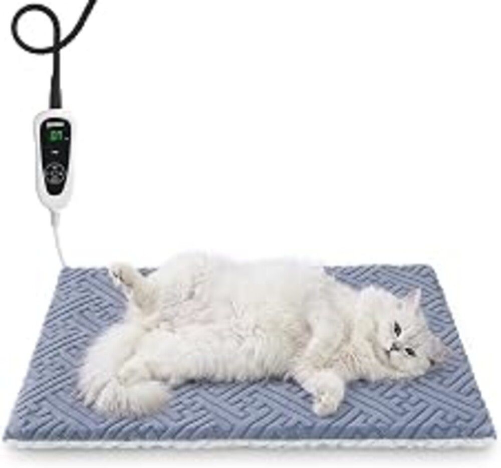 ZOMISIA Cat Heating Pad, Heated Cat Bed Indoor, 11 Temp & 25 Timer Settings | 11 Safety Adjustable Temperature,Chew-Resistant Cord for Puppy,Waterproof PVC,Removable Washable Cover,Reversible Warming Pad
