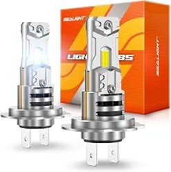 SEALIGHT H7 LED Bulbs, 60000LM 1000% Super Brighter, 1:1 Mini Size, 6500K Cool White, 80,000Hrs Long Service Life with Cooling Fan, Plug and Play, Pack of 2