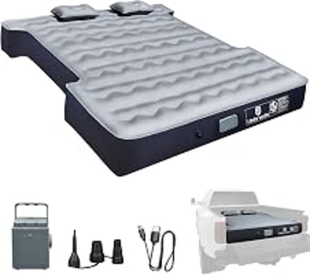 Umbrauto Truck Air Mattress for 5.5-5.8ft Full Size Short Bed, Self-Inflating Suede Surface Truck Camping Airbed for Pickup Tent Outdoor Travel Sleeping