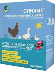 OHNAME 10LB Dried Black Soldier Fly Larvae for Chickens | Factory Direct-No Middle Man, 4% Calcium for Strong Eggshells, 43% Protein Natural Treats for Vibrant Feathers