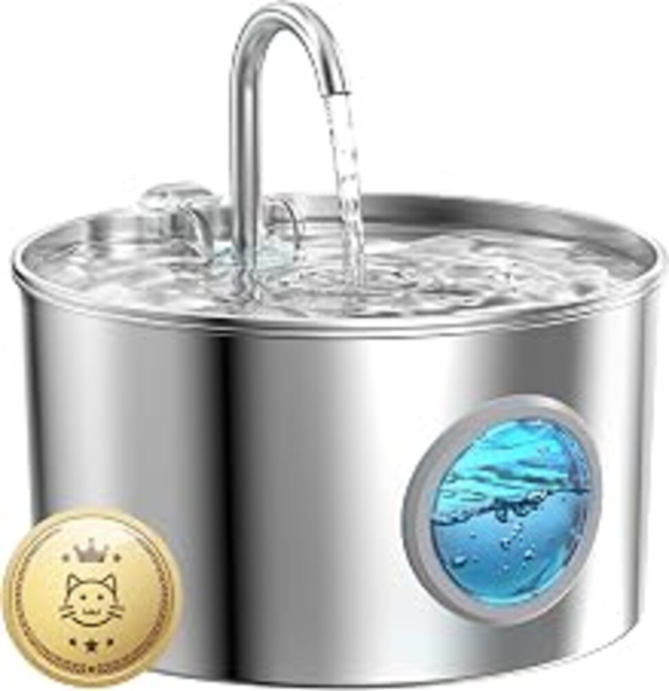 Cat Water Fountain Stainless Steel: 74oz/2.2L Cat Fountain for Drinking | Pet Water Fountain for Cats Inside - Quiet Cats Water Bowl Dispenser - Kitty Drinking Fountains - for Pets& Small Animals