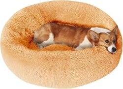 JOLLYVOGUE Dog Beds Large Sized Dog, 36 inches Calming Soft Anti-Anxiety Donut Dogs Bed, Washable Round Fluffy Cushion for Large Pets, Fits up to 80 lbs Pets