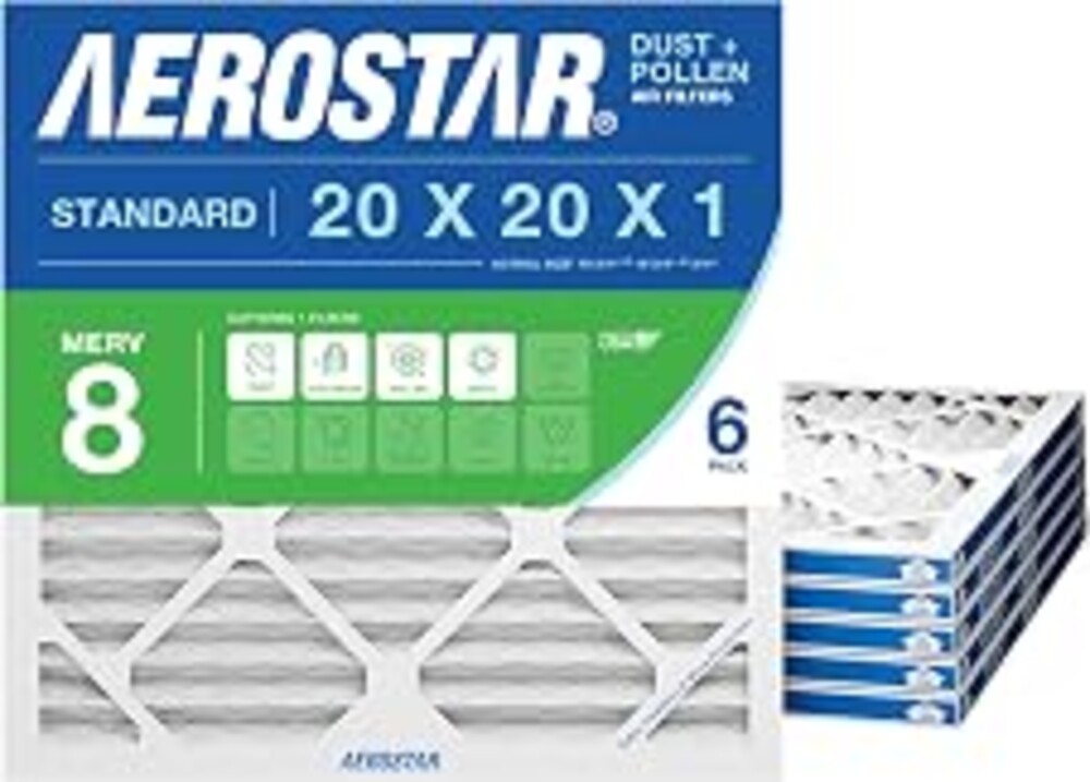 Aerostar Air Filter 20x20x1 MERV 8 AC Filter, HVAC, Furnace Filter, 6 Pack | ACTUAL SIZE (19.75 x 19.75 x 0.75) AC Filter, HVAC, Furnace Filter Captures Dust, Lint & Pollen MERV 8 (MPR 600)