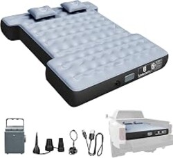 Umbrauto Camping Air Mattress for 6-6.5ft Full Size Truck Bed with Wireless Rechargeable Built-in Pump, Inflatable Pickup Truck Airbed for Outdoor Travel, Sleeping Pad with Pillows, Carry Bag