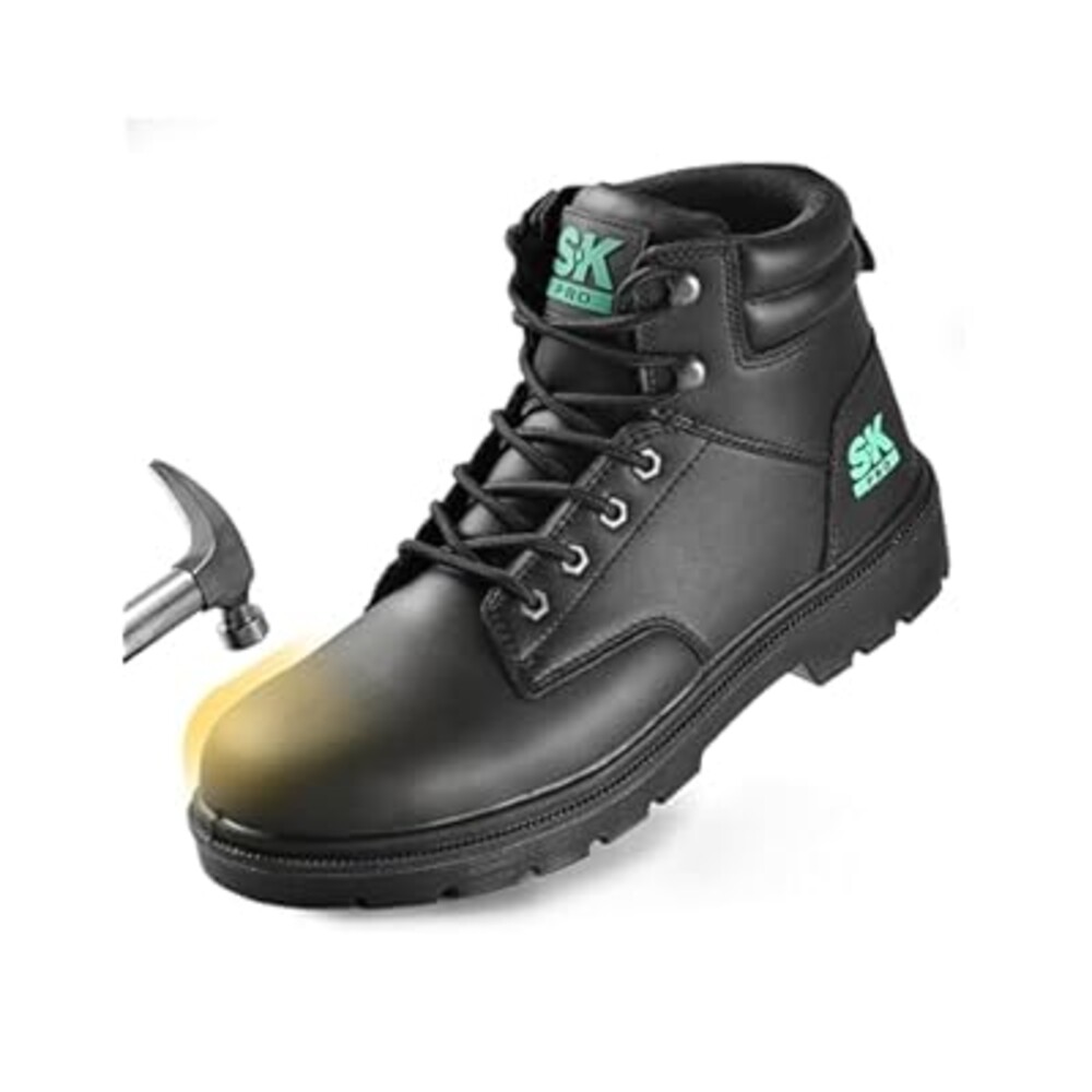 SKPRO Steel Toe Work Boots for Men, Lightweight Non Slip Boots, Safety Toe Construction Leather Water-Resistant Shoes