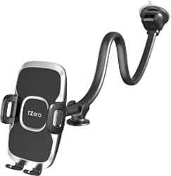 1Zero Solid Car Truck Phone Mount Holder with 14-Inch Gooseneck Long Arm | Windshield Window Mobile Holders w/Industrial-Strength Suction Cup, Anti-Shake Stabilizer Compatible All Cell Phones iPhone