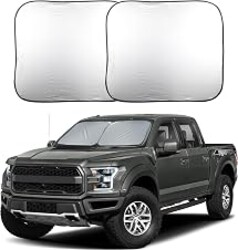 EcoNour 2-Piece Foldable Truck Window Sun Shade, UV & Heat Protection | Keeps Interior & Dashboard Cool, Durable Automotive Accessory, Large Fit, 32.5" L x 36" W