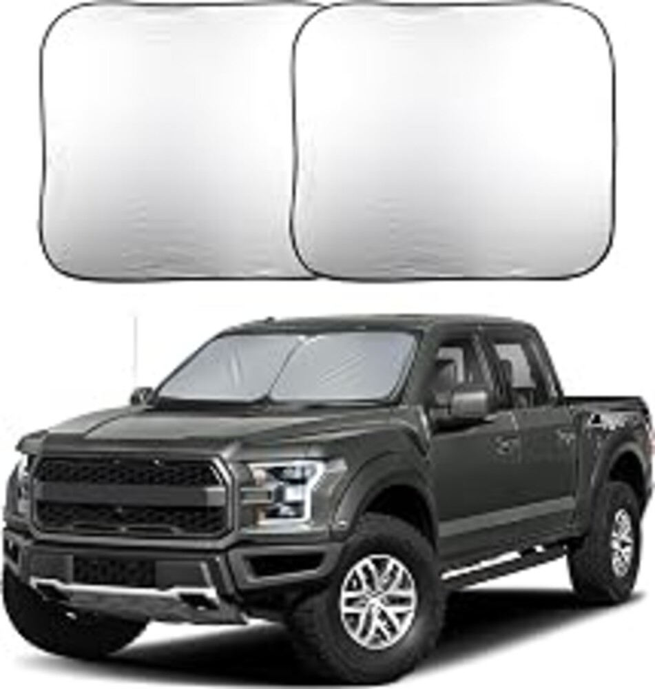 EcoNour 2-Piece Foldable Truck Window Sun Shade, UV & Heat Protection | Keeps Interior & Dashboard Cool, Durable Automotive Accessory, Large Fit, 32.5" L x 36" W
