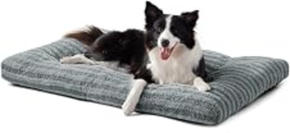 FURTIME Washable Dog Bed Large Sized Dogs, Deluxe Medium Dog Crate Beds | Comfy Fluffy Kennel Pad Anti-Slip Pet Sleeping Mat, Machine Washable Dogs Pillow, 35"x23"x3.5", Gray