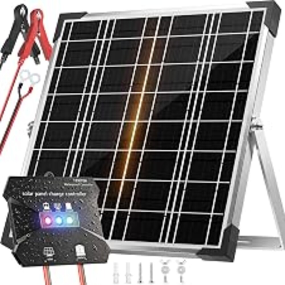 Voltset 20W 12V Solar Panel Battery Charger Trickle Maintainer Kit | Smart Charge Controller, Waterproof, Safety Protections, for Car Boat RV Marine Trailer Automotive Trailer Truck Motorcycle