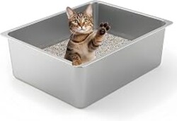 Kirecoo Large High Sided Stainless Steel Cat Litter Box, Non-Stick | Solid Metal Box, Odor Free, Non Stick, Rust Proof, Easy to Clean, Ideal for Cats, Kitten, Kitty & Rabbits, Indoor Use