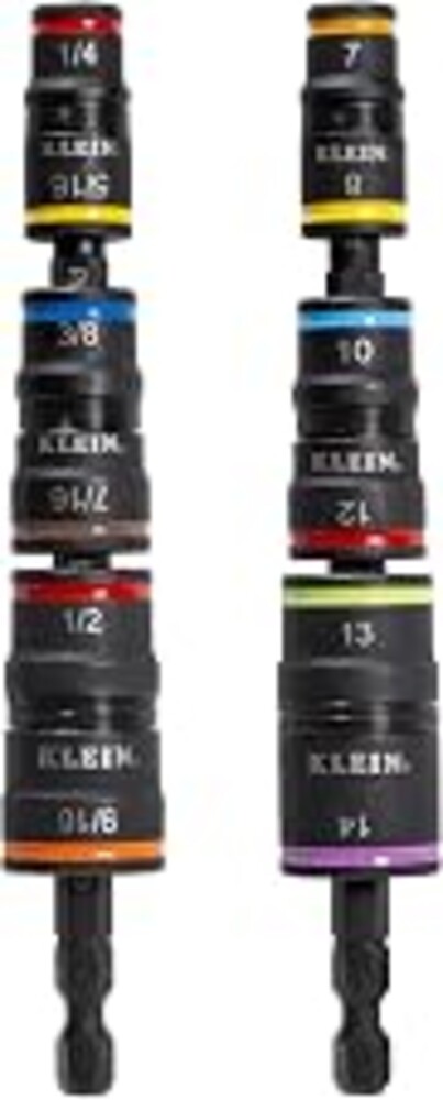 Klein Tools 32933KIT SAE and Metric Impact-Rated Socket Set, 6 Flip Sockets with 12 Hex Driver Sizes, 1/4-Inch Bit Holder, Two Impact-Rated 5-Inch Shafts