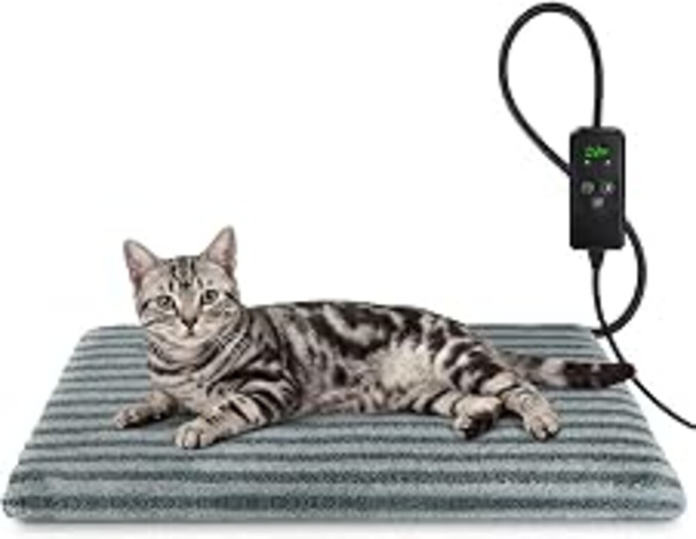SHU UFANRO Pet Heating Pad, Adjustable Temperature with Timer, 18" x 16" | 6 Heat Levels, 6 Timer Settings, Chew-Resistant Cord, Waterproof PVC, Indoor Heated Mat for Dogs and Cats