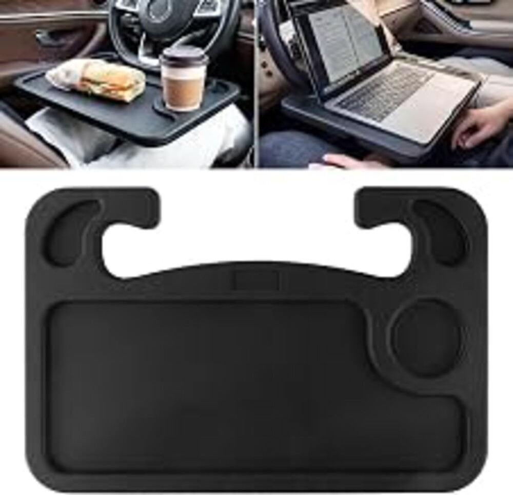 JUSTTOP Car Steering Wheel Desk for Laptop,Multipurpose Travel Car Accessories, Car Seat Stand Trays for Eating, Steering Wheel Overhead Table Console(Black)