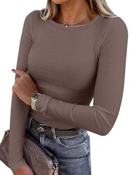 ANRABESS Women Long Sleeve Shirts Ribbed