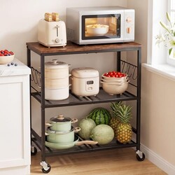 3-Tier Rolling Kitchen Cart with Lockabl