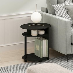 Furinno Jaya Side Table, 3-Tier Round En