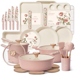 CAROTE 37pcs Ceramic Cookware Set, Nonst