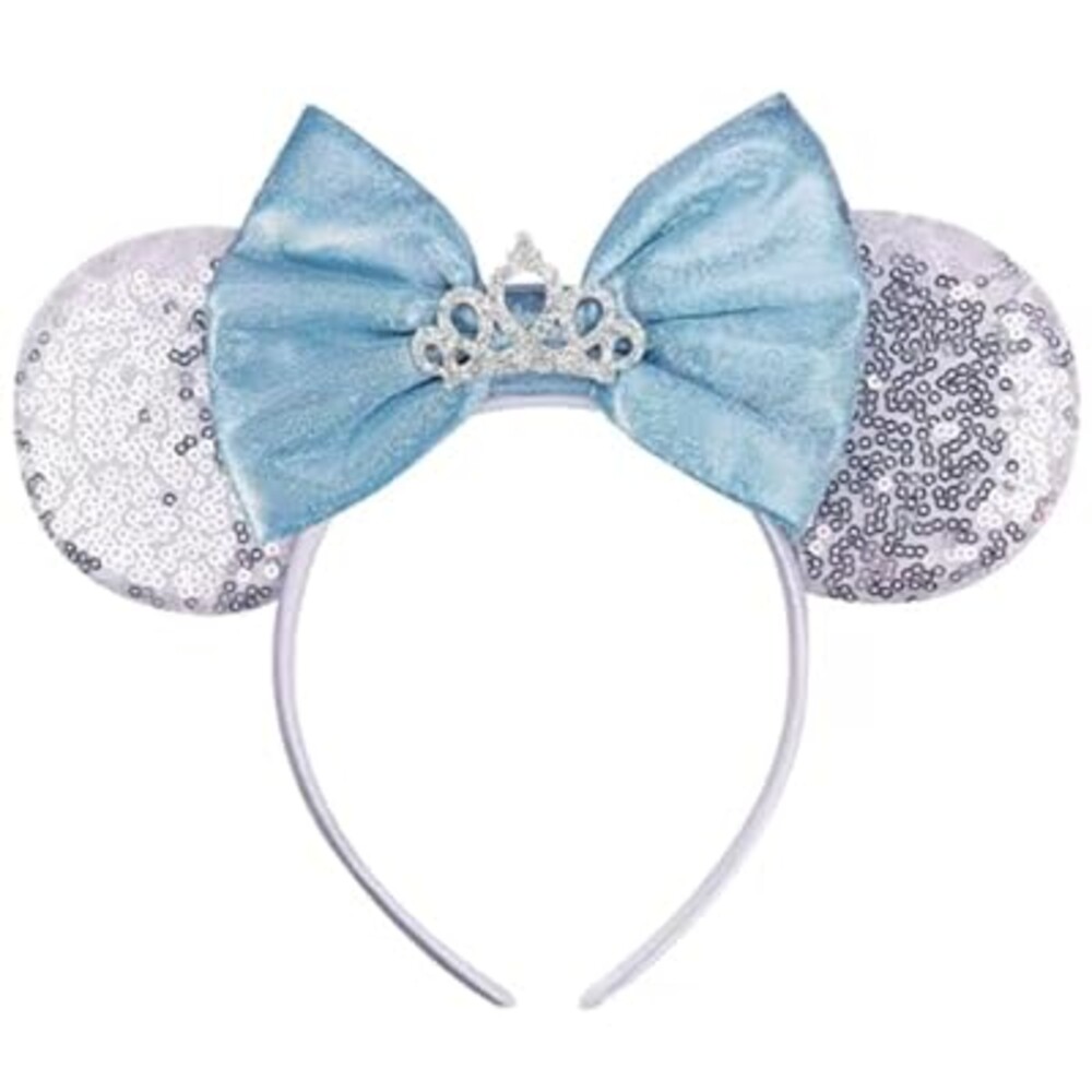 BTXJLLY Hairband for Women Glitter Sequin Mouse Ears Headband Costume Accessory for Adults, Perfect for Theme Parks, Birthday Celebrations, Halloween & Cosplay Events (Princess Silver)