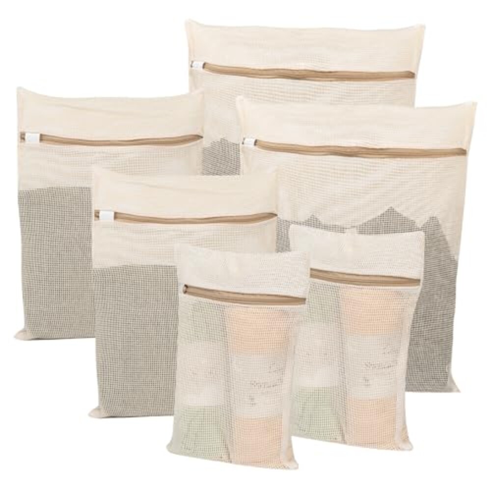 6-Piece Bag, Durable Cotton Mesh Laundry