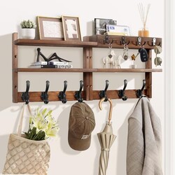 29" Coat Rack Wall Mount with Shelf, Pin