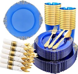 Hioasis 210 Pcs Blue Gold Plates for Gra