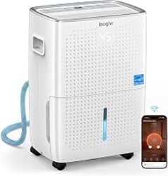 6000 Sq.Ft. Energy Star Dehumidifier for Basement, Max 100Pint/Day Smart WiFi Dehumidifier with Drain Hose, Voice & APP Control, Adjustable Humidistat for Home, Bedroom, Bathroom, Garage(White Gray)