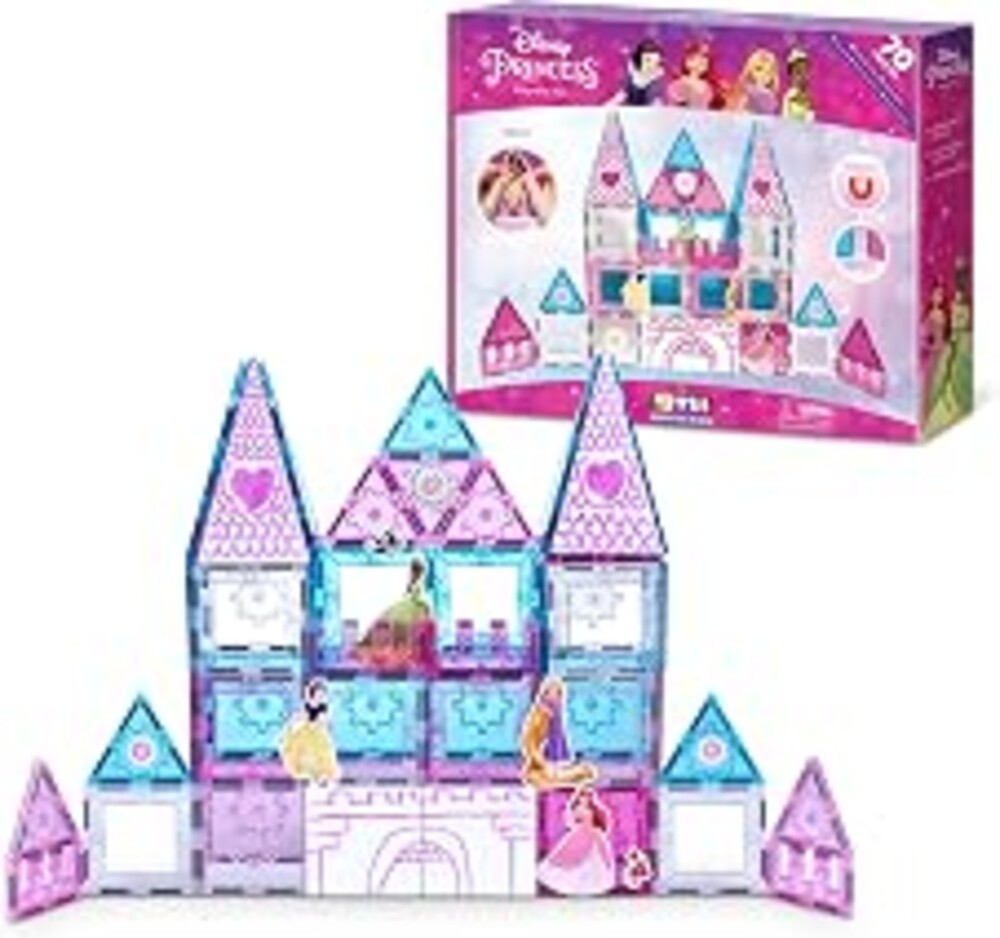 Tytan Disney Princess Castle Magnetic Tiles 70 Piece Playset S1 | Officially licensed Disney Princess; build a magnetic castle; STEM, Montessori & sensory play; develops motor skills