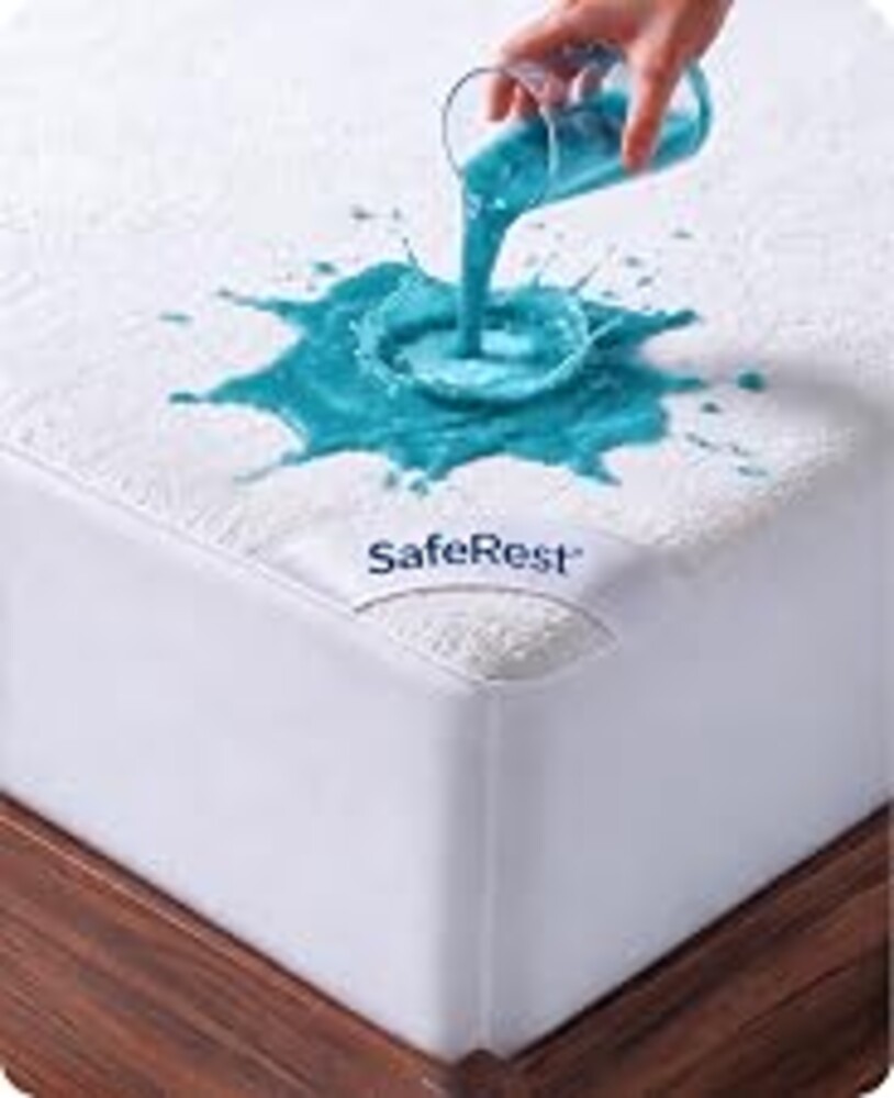SafeRest Waterproof Queen Size Mattress Protector | Fitted with Stretchable Pockets, Machine Washable, Cotton Blend Mattress Cover for Bed