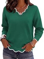 Zeagoo Women's 2026 Fall V Neck Sweater Long Sleeve Lightweight Knit Tops | Cute V Neck Sweaters, Ribbed Knit Loose Fit Tops, Trendy Fashion Spring Fall Clothing, Business Casual Outfits