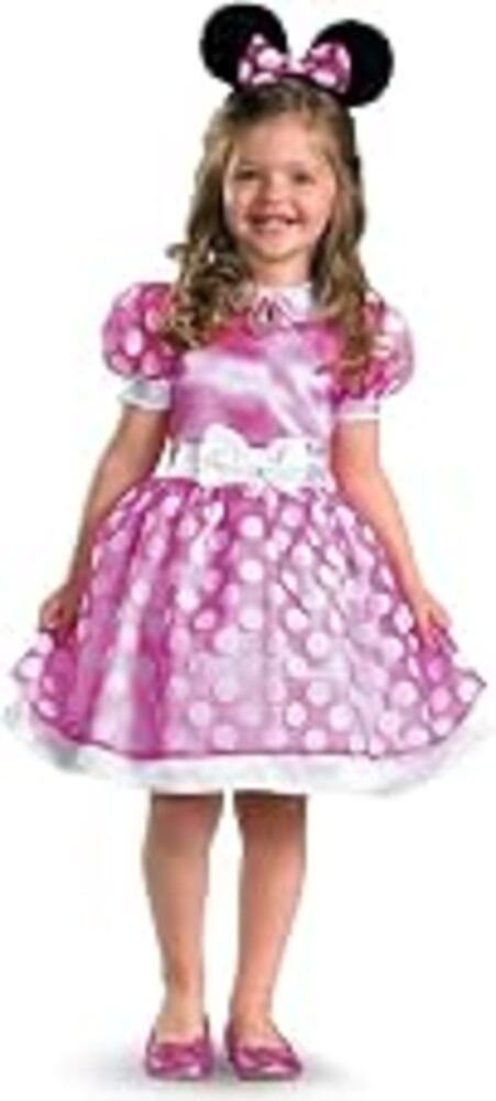 Disney Minnie Mouse Pink Dress Costume for Girls, Official Disney Costume, Todder Size Medium (3T-4T)