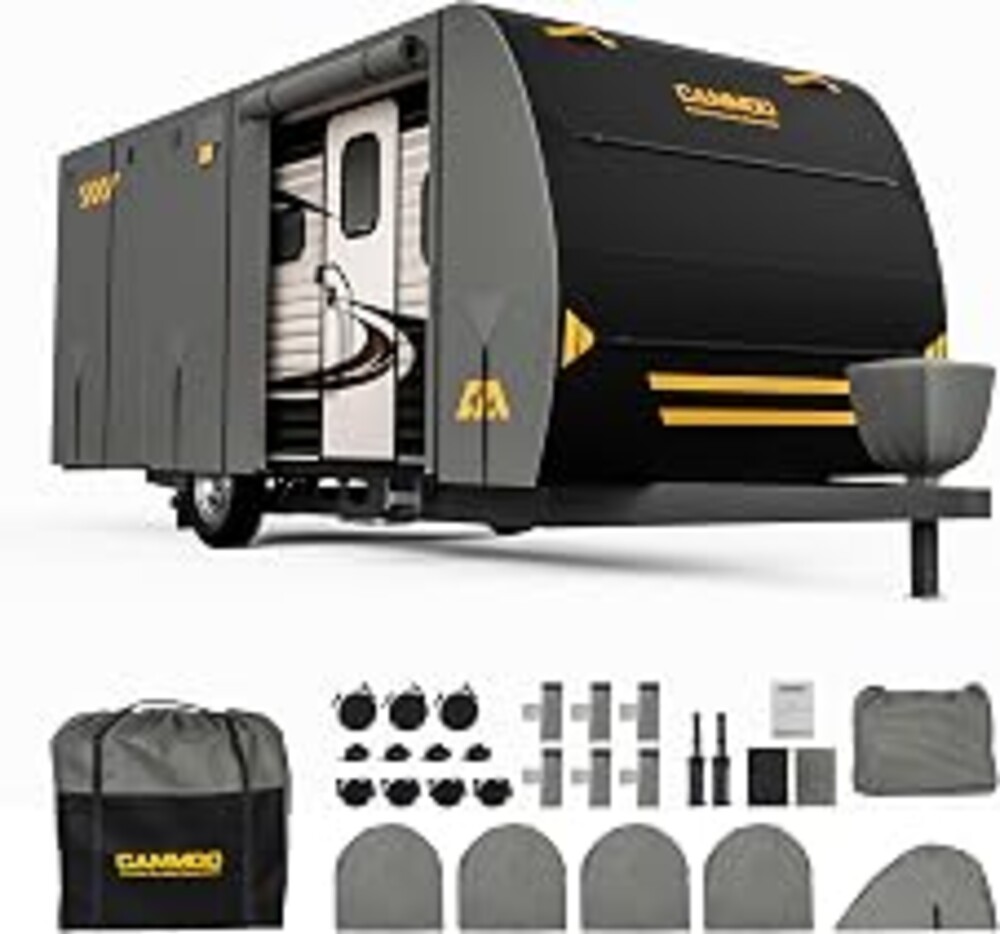 CAMMOO RV Cover for 24-27ft Travel Trailer | 9 Layer 180g Heavy Duty, Snowproof Waterproof Windproof, UV-Resistant All Weather Protection
