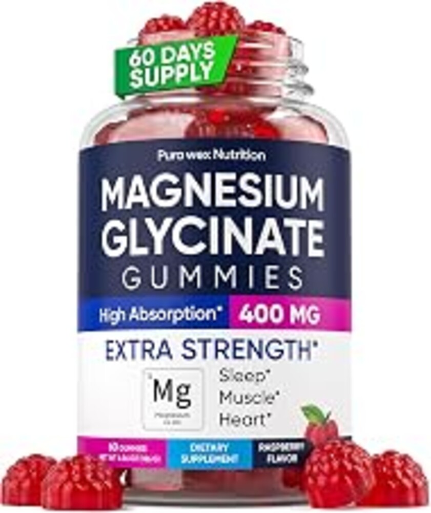 Magnesium Glycinate 400mg Gummies - Relax & Sleep, Men & Women, Raspberry | Bisglycinate for Women, Men & Kids, Sleep & Relax Support, Sugar Free, Vegan, 60 Count (60 Days Supply)